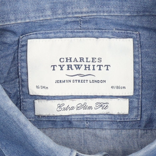 Charles Tyrwhitt Men's Blue Chambray Button-Up Shirt