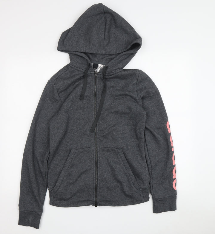 Adidas Women's Grey Full Zip Hoodie Size 8