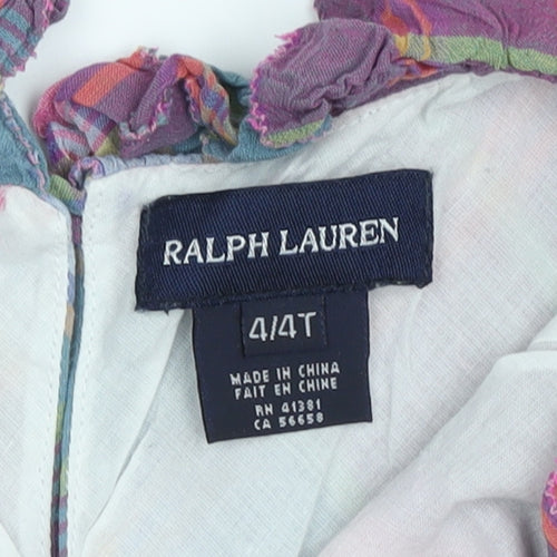 Ralph Lauren Girls Multicoloured Plaid A-Line Dress 4 Years