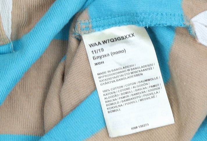 Wrangler Women's Multicoloured Striped Polo Shirt, M