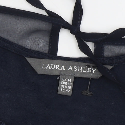 Laura Ashley Women's Blue Sleeveless Crochet Tank Top