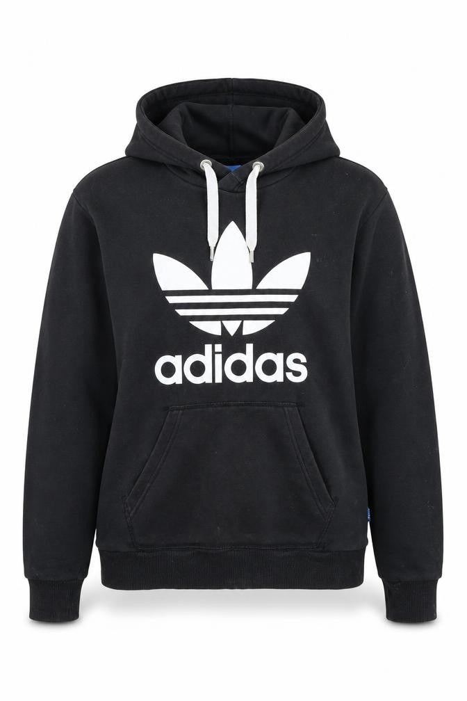 Front view of Adidas unisex black pullover hoodie s