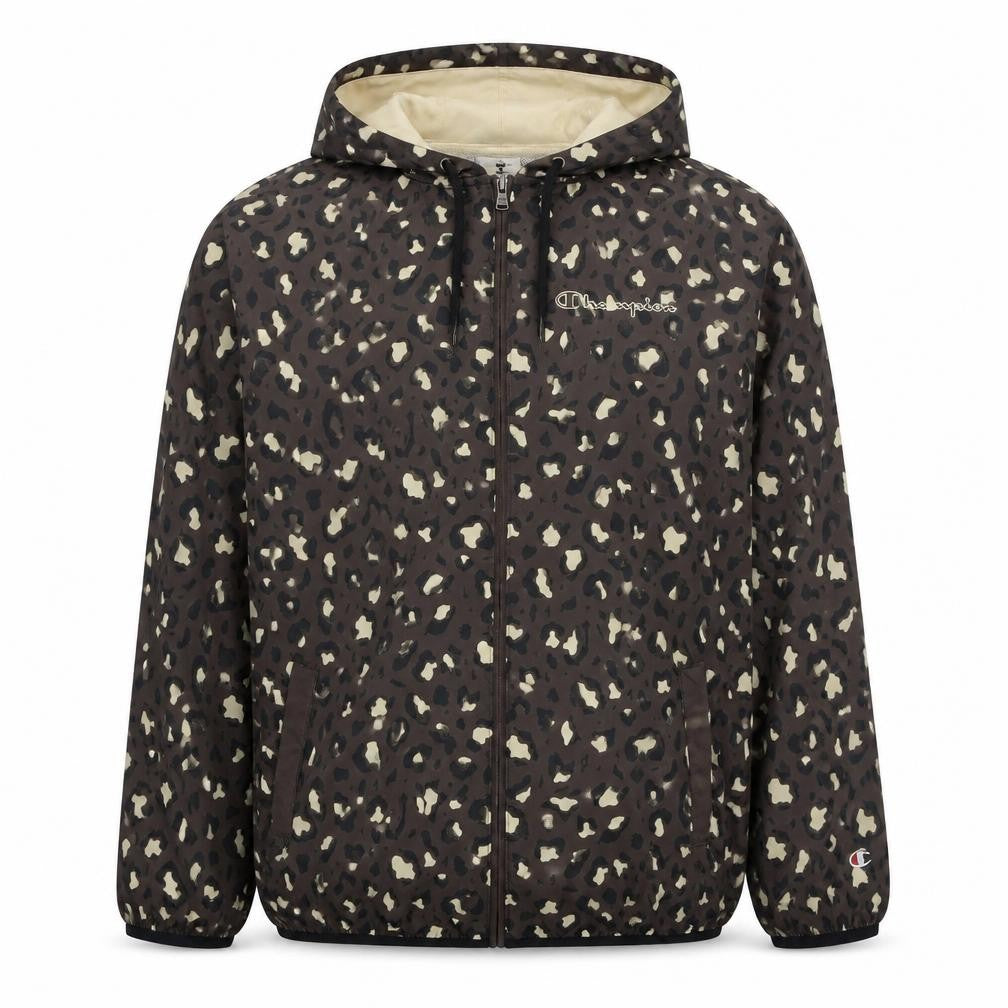 Front view of Champion unisex brown animal print jacket l