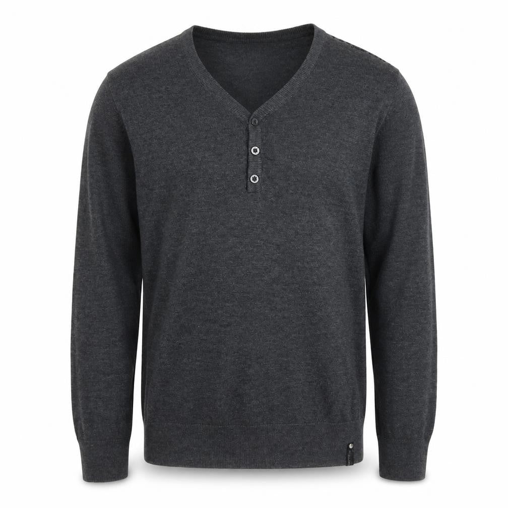 Jack & Jones Men's Grey Henley Jumper, M, V-Neck