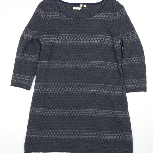 White Stuff Women's Blue Geometric Knee Length Shift Dress