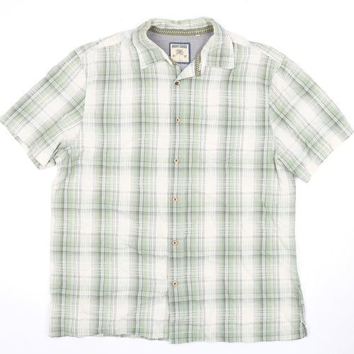Mantaray Men's Green Plaid Shirt, Size L, Cotton Blend