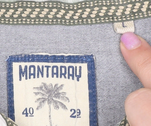Mantaray Men's Green Plaid Shirt, Size L, Cotton Blend