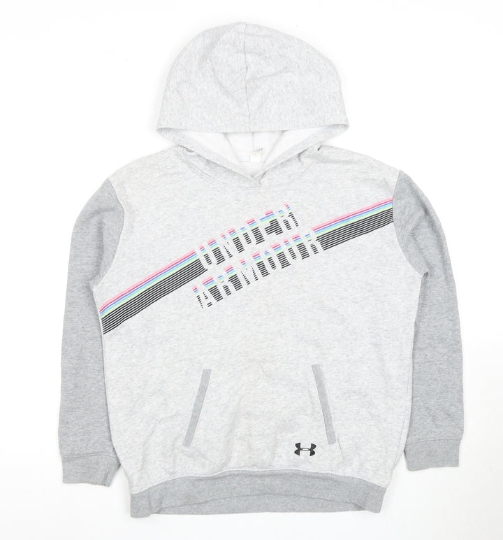 Under Armour Girls Grey Pullover Hoodie Size 10-11 Years