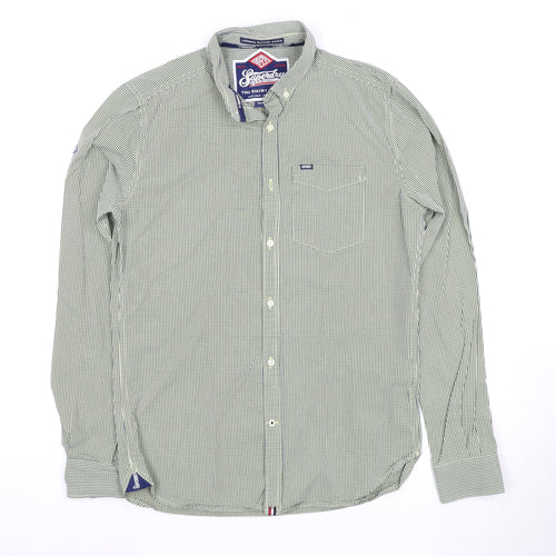 Superdry Men's Green Check Button-Up Shirt Size S