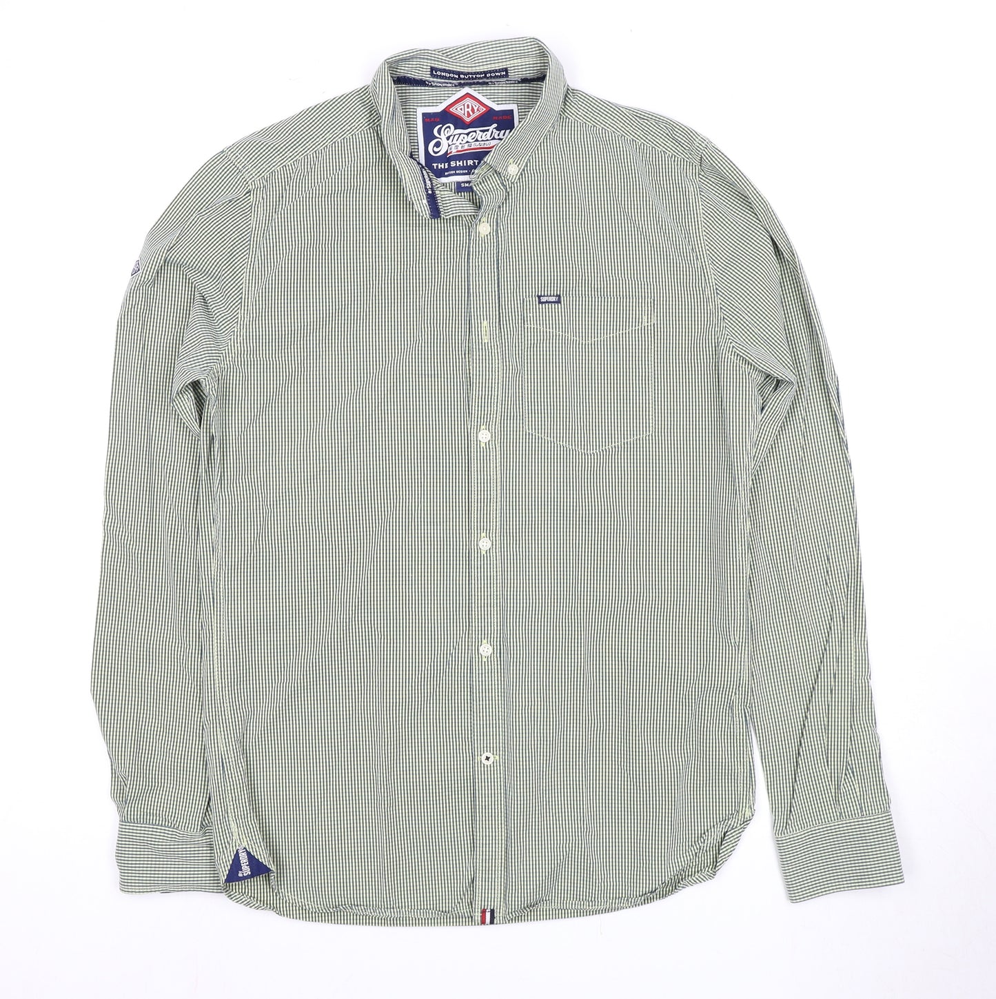 Superdry Men's Green Check Button-Up Shirt Size S