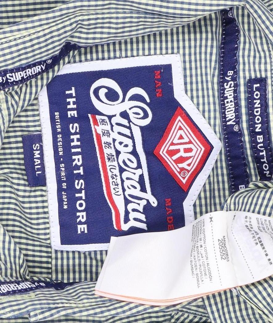 Superdry Men's Green Check Button-Up Shirt Size S