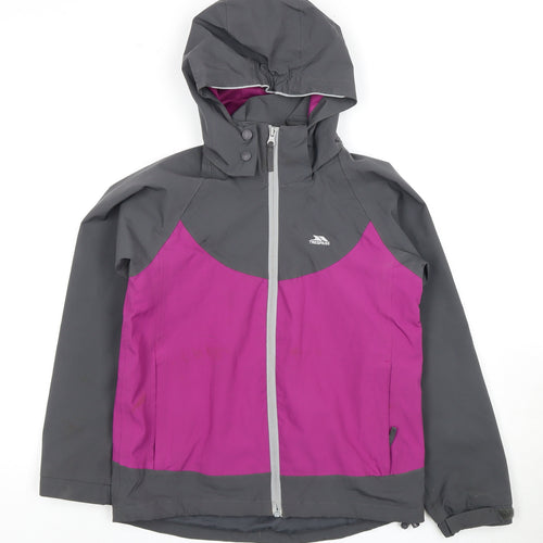 Trespass Girls Grey Rain Coat, 9-10 Years - Waterproof & Breathable