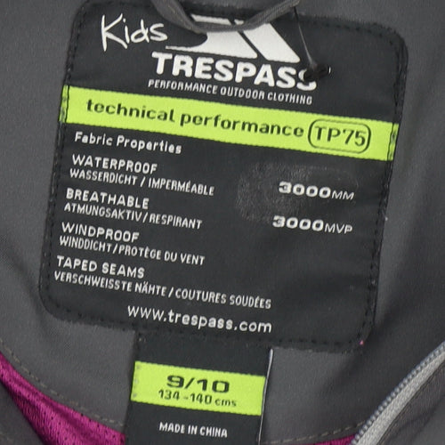 Trespass Girls Grey Rain Coat, 9-10 Years - Waterproof & Breathable