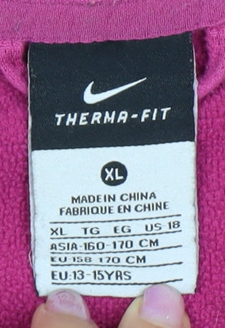Nike Girls Pink Full Zip Hoodie XL Thermal Sportswear