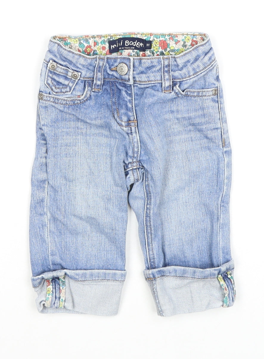 Mini Boden Girls Blue Jeans, Size 3 Years, Light Wash