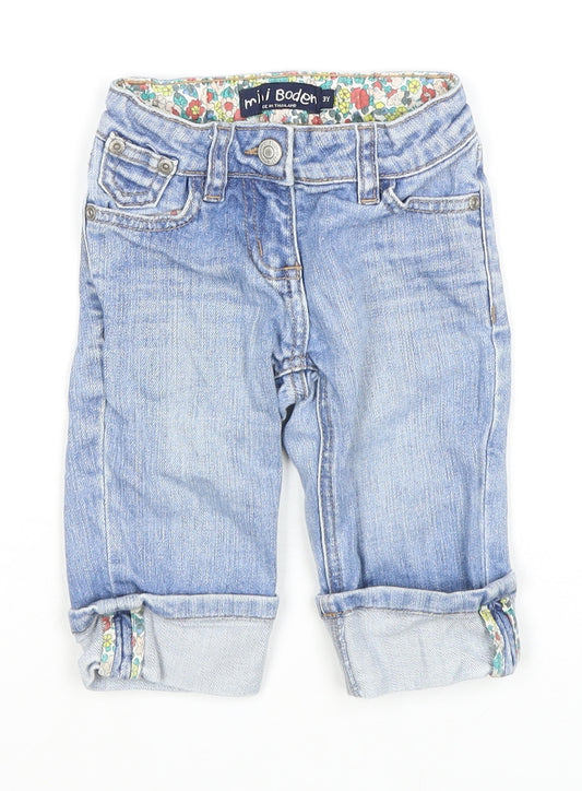 Mini Boden Girls Blue Jeans, Size 3 Years, Light Wash