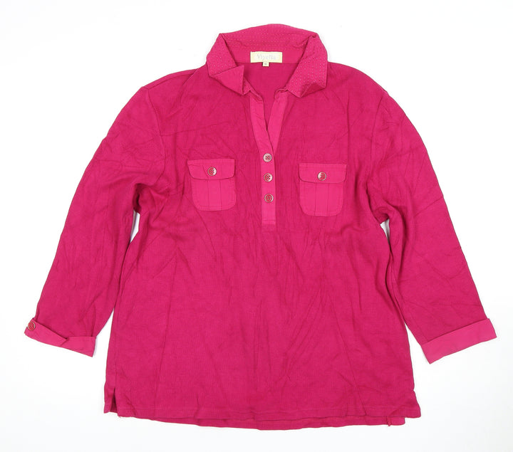 Viyella Women's Pink XL Collared Button-Up Shirt