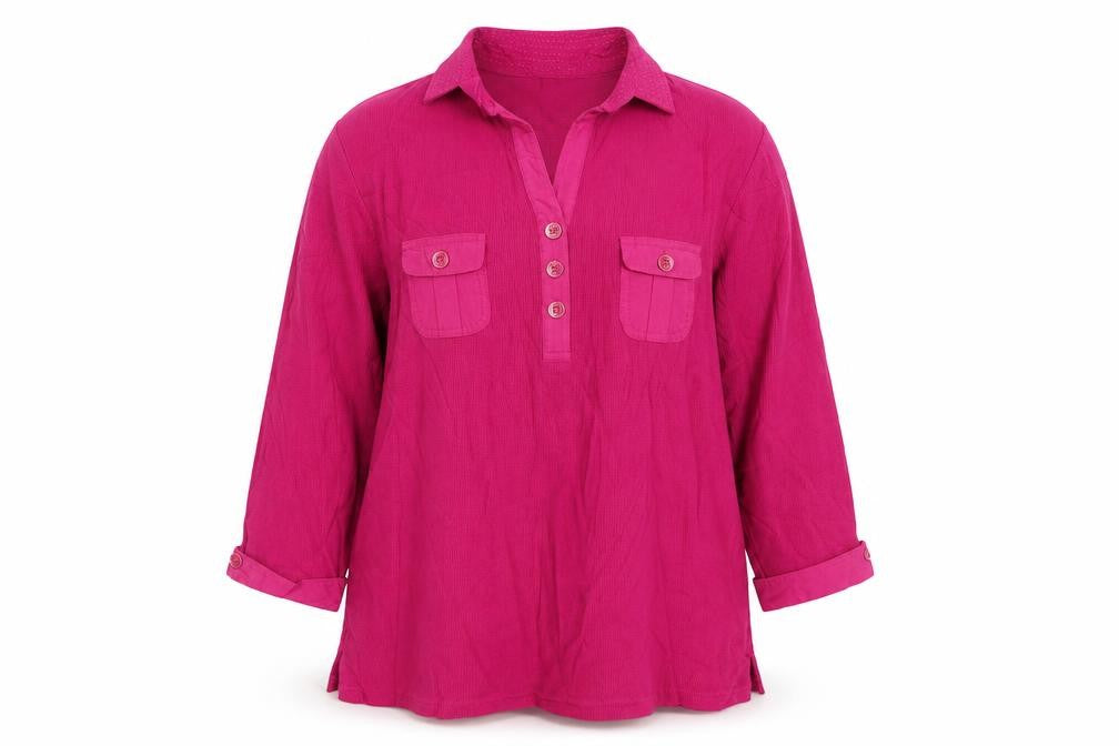Front view of Viyella Women's Pink XL Collared Button-Up Shirt