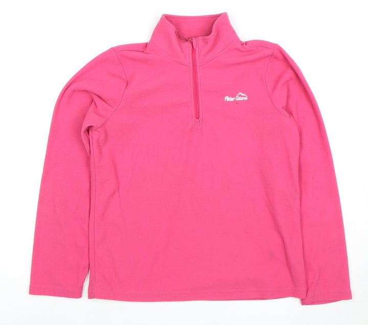 Peter Storm Girls Pink Fleece Sweatshirt 11-12 Years, 1/2 Zip