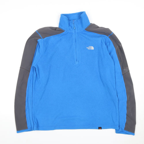 The North Face Men's Blue 1/4 Zip Fleece Sweatshirt S