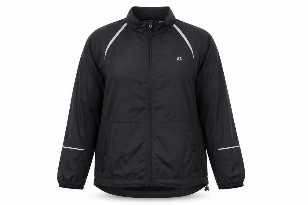 Front view of Champion Women's Black Regular Fit Basic Jacket, size 18