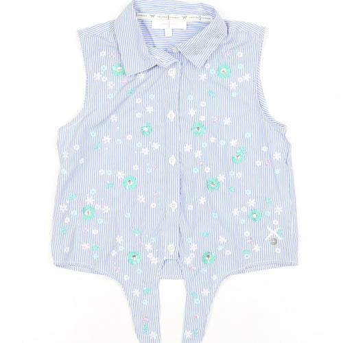 Jasper Conran Girls Blue Striped Embroidered Sleeveless Shirt