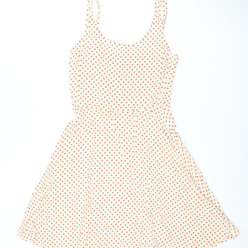 Jacqueline de Yong Women White Polka Dot Skater Dress Sz 6