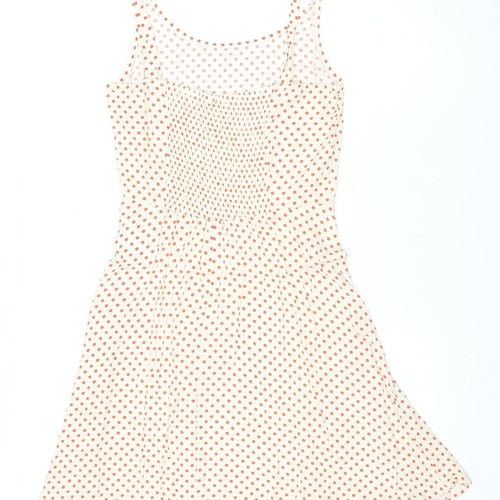 Jacqueline de Yong Women White Polka Dot Skater Dress Sz 6