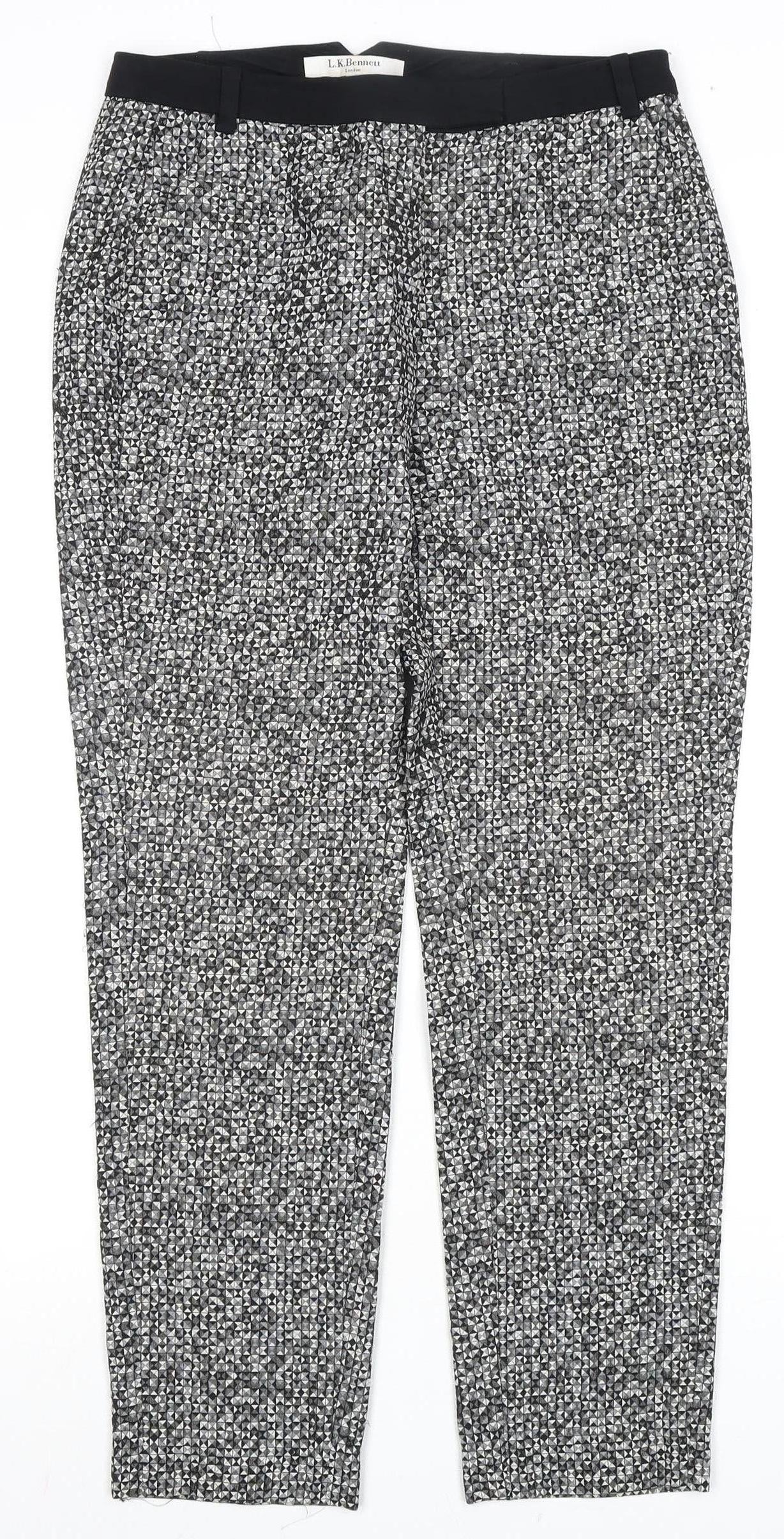 L.K. Bennett Women's White Geometric Trousers UK 8