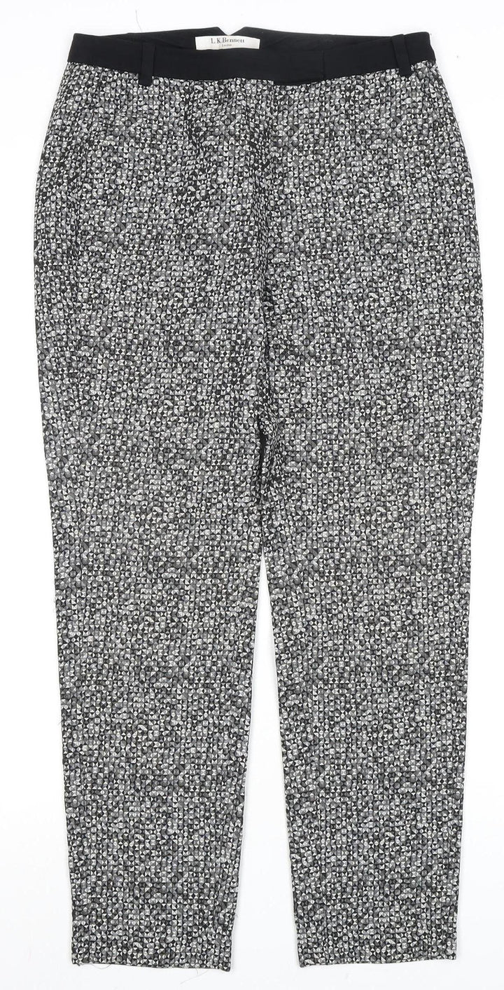 L.K. Bennett Women's White Geometric Trousers UK 8