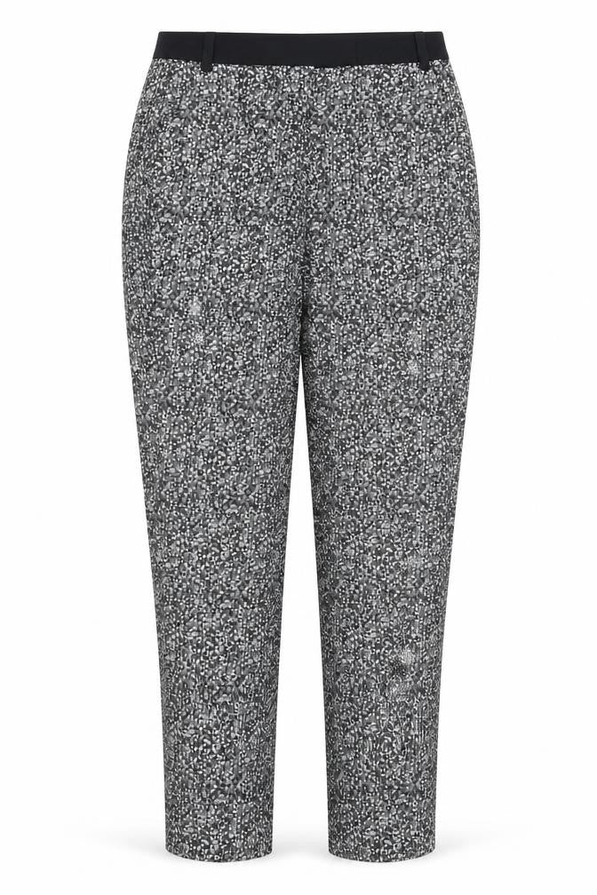 Front view of L.K. Bennett Women's White Geometric Trousers UK 8