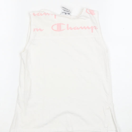 Champion Girls White Sleeveless Logo T-Shirt 9-10 Years