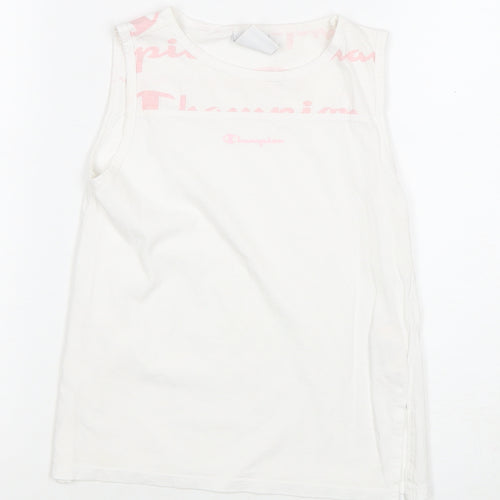 Champion Girls White Sleeveless Logo T-Shirt 9-10 Years