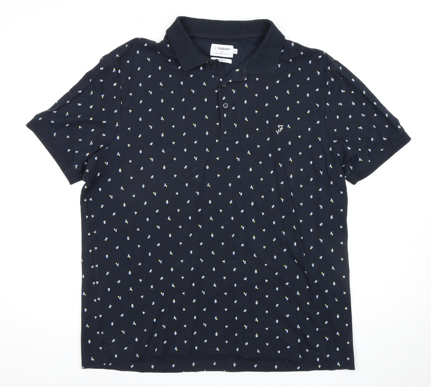 Farah Men's Blue XL Polo Shirt Modern Fit Logo