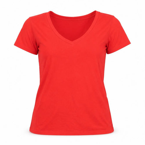 Jacqueline de Yong Women's Red V-Neck T-Shirt XS