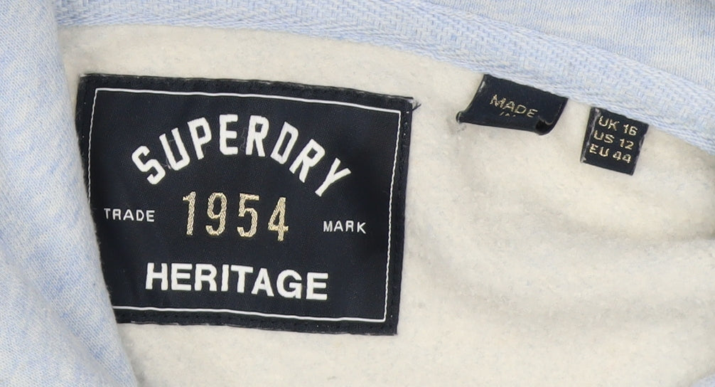 Superdry Women's Blue Pullover Hoodie, Size 16, Casual Style