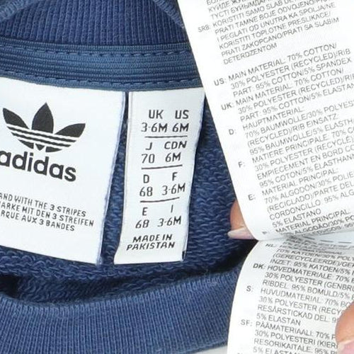 Adidas Unisex Baby Blue Long Sleeve Sweatshirt 3-6 Months