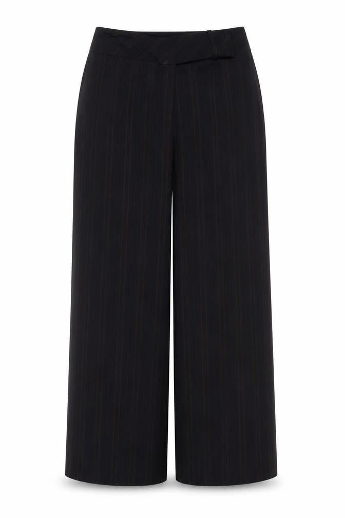 Front view of Jasper Conran Women's Black Striped Trousers, size 8