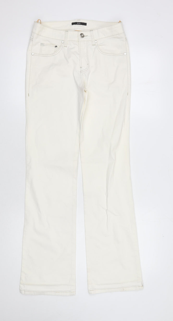 Hugo Boss Women's Ivory Straight Trousers Size 28
