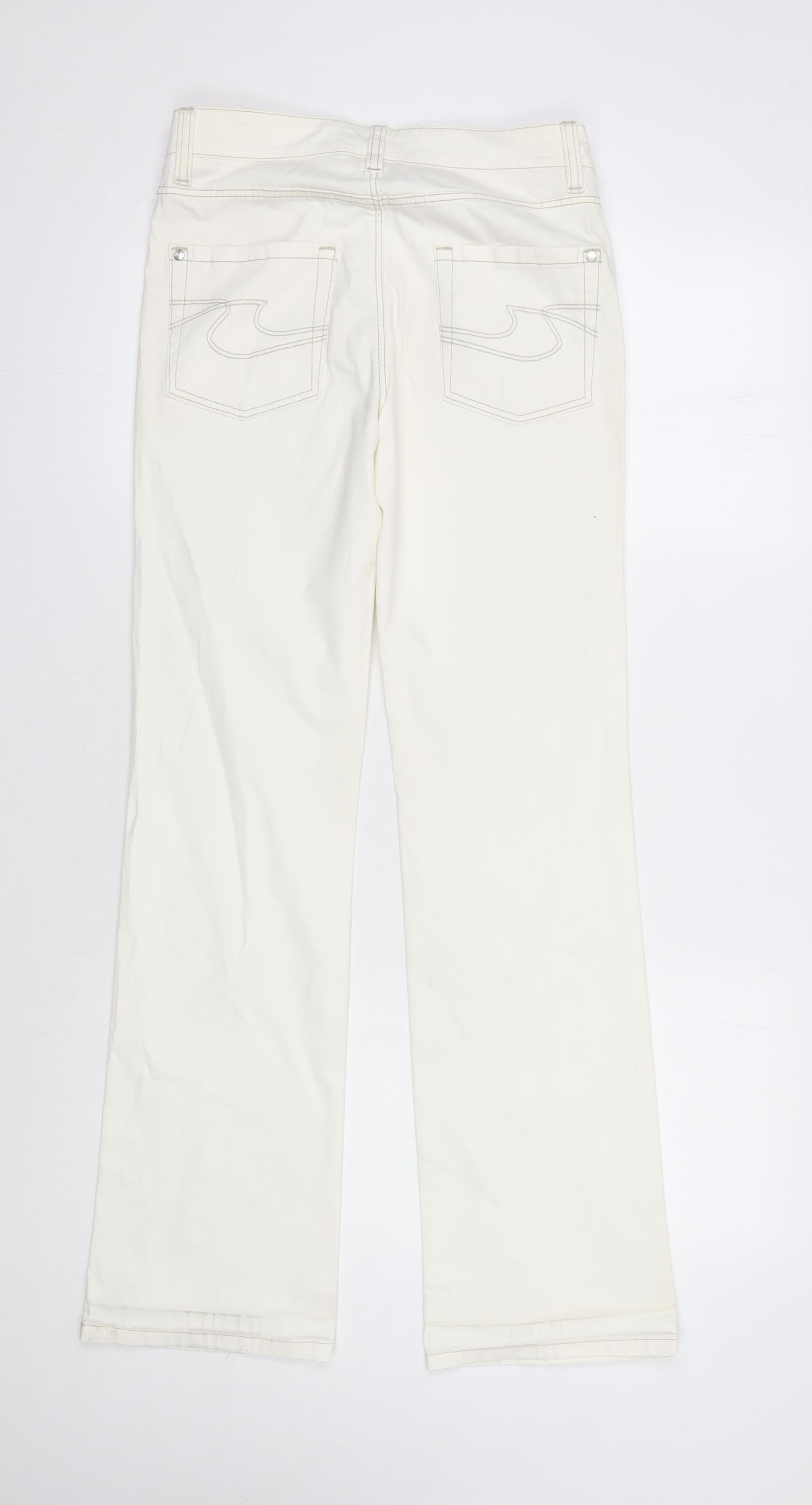 Hugo Boss Women's Ivory Straight Trousers Size 28
