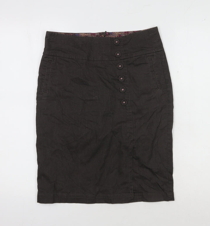 Laura Ashley Women's Black Striped Pencil Skirt Size 10