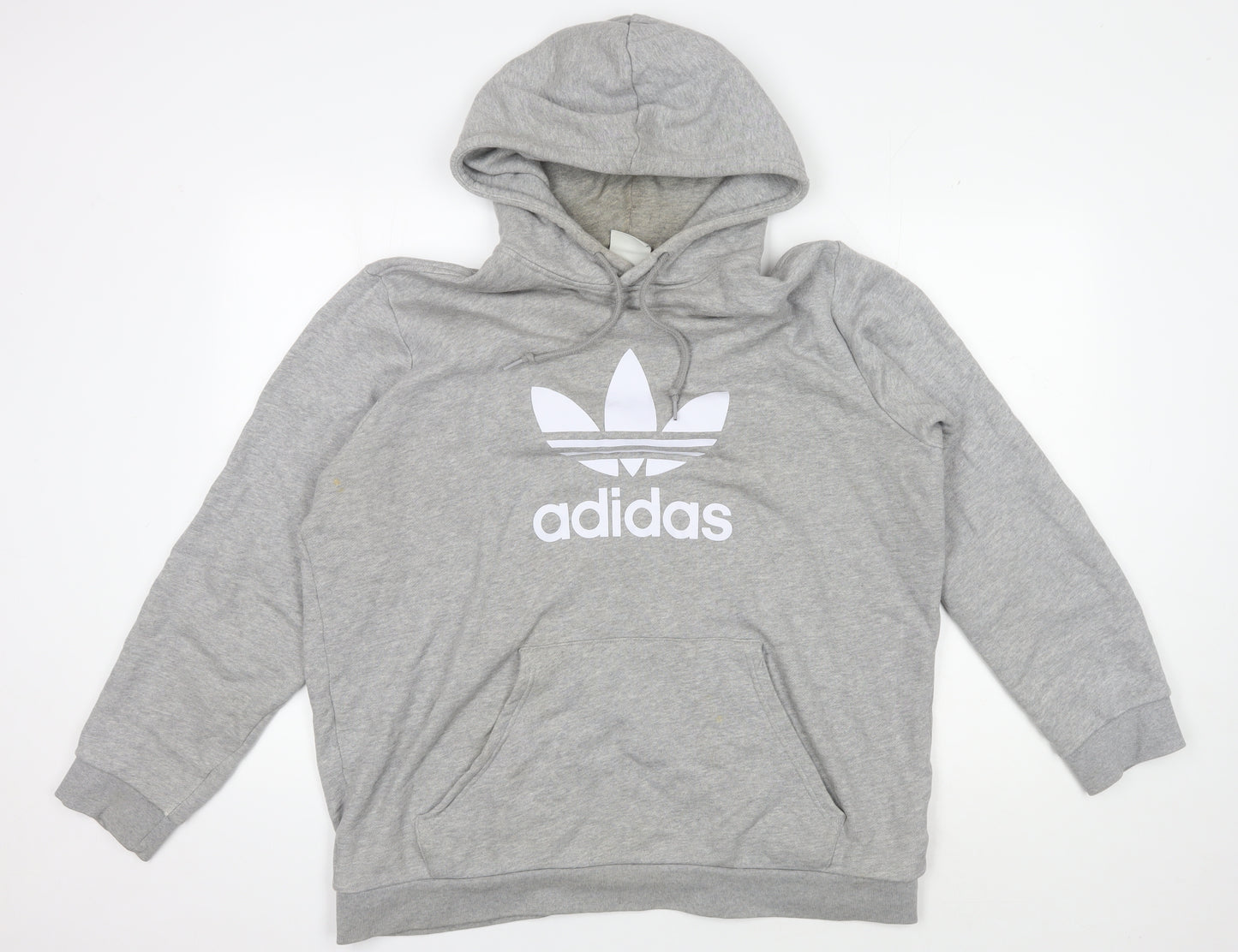 Adidas Men's Grey Pullover Hoodie, Size L, Graphic Logo