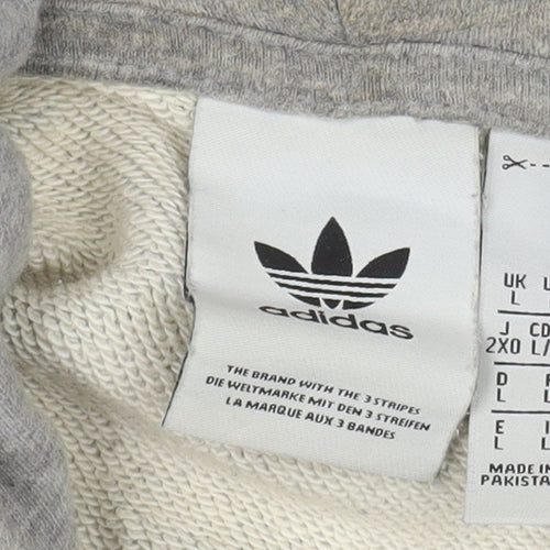 Adidas Men's Grey Pullover Hoodie, Size L, Graphic Logo