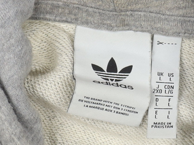 Adidas Men's Grey Pullover Hoodie, Size L, Graphic Logo