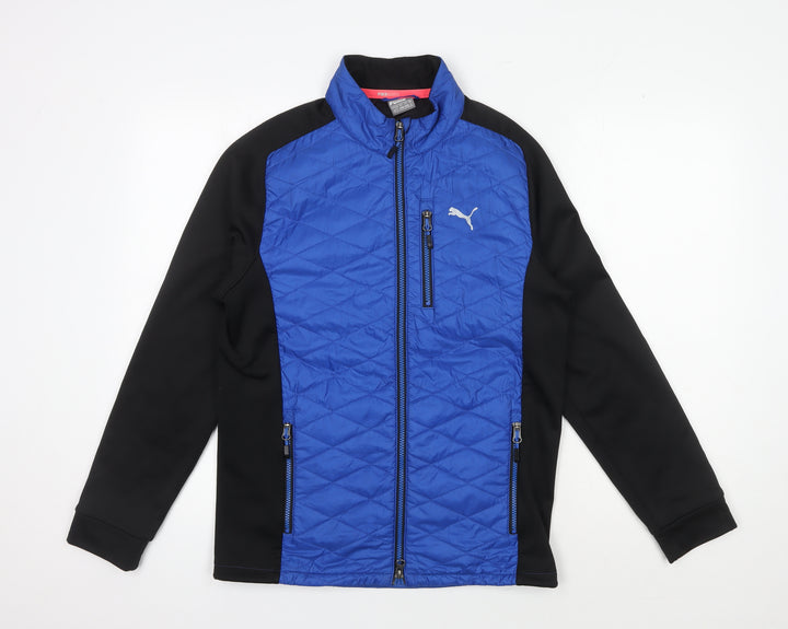 Puma Men's Blue and Black Windbreaker S - Activewear Essential