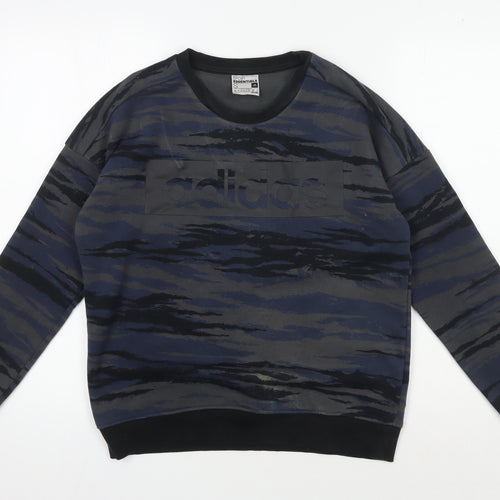 Adidas Men's Blue Camouflage Pullover Sweatshirt, Size S