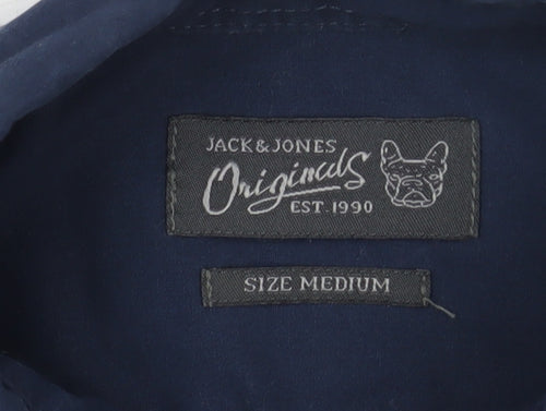 Jack & Jones Men's Blue Button-Up Shirt, Medium, Long Sleeve