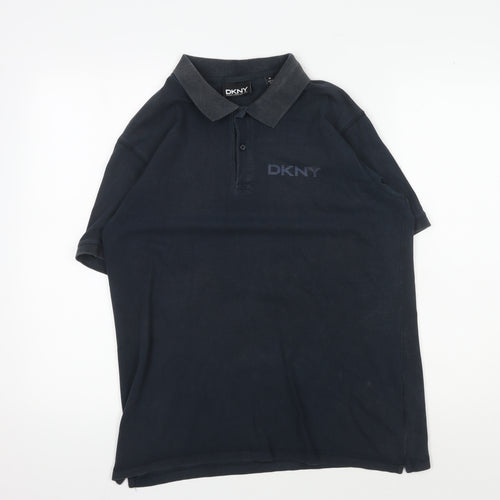 DKNY Men's Black Short Sleeve Polo Shirt M