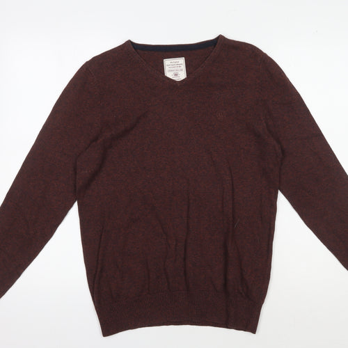 Fat Face Men's Brown V-Neck Pullover Jumper S