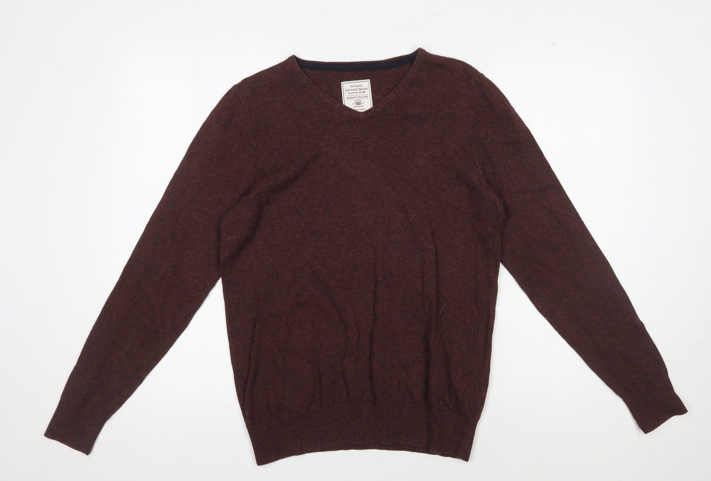 Fat Face Men's Brown V-Neck Pullover Jumper S